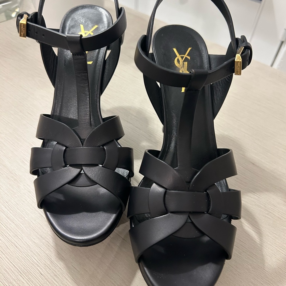 Yves Saint Laurent Black Strappy Sandals